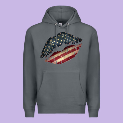 Vintage American Flag Lips Premium Hoodie Designed By Bettercallsaul
