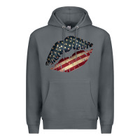 Rock Vintage American Flag Lips Premium Hoodie - Bettercallsaul