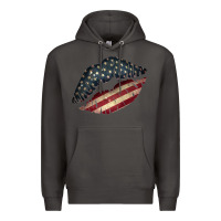 Smoke Vintage American Flag Lips Premium Hoodie - Bettercallsaul