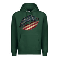 Sports Green Vintage American Flag Lips Premium Hoodie - Bettercallsaul