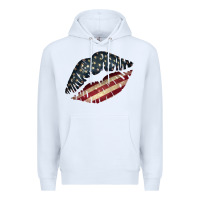 White Vintage American Flag Lips Premium Hoodie - Bettercallsaul
