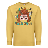 Antique Gold Western İndian Wild Soul With Braid Hair Woman Premium Sweatshirt - BundleAndBundleShop