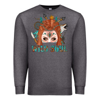 Charcoal Heather Western İndian Wild Soul With Braid Hair Woman Premium Sweatshirt - BundleAndBundleShop