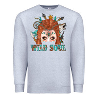 Heather Grey Western İndian Wild Soul With Braid Hair Woman Premium Sweatshirt - BundleAndBundleShop