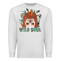 Oatmeal Heather Western İndian Wild Soul With Braid Hair Woman Premium Sweatshirt - BundleAndBundleShop