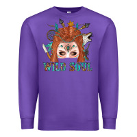 Purple Western İndian Wild Soul With Braid Hair Woman Premium Sweatshirt - BundleAndBundleShop
