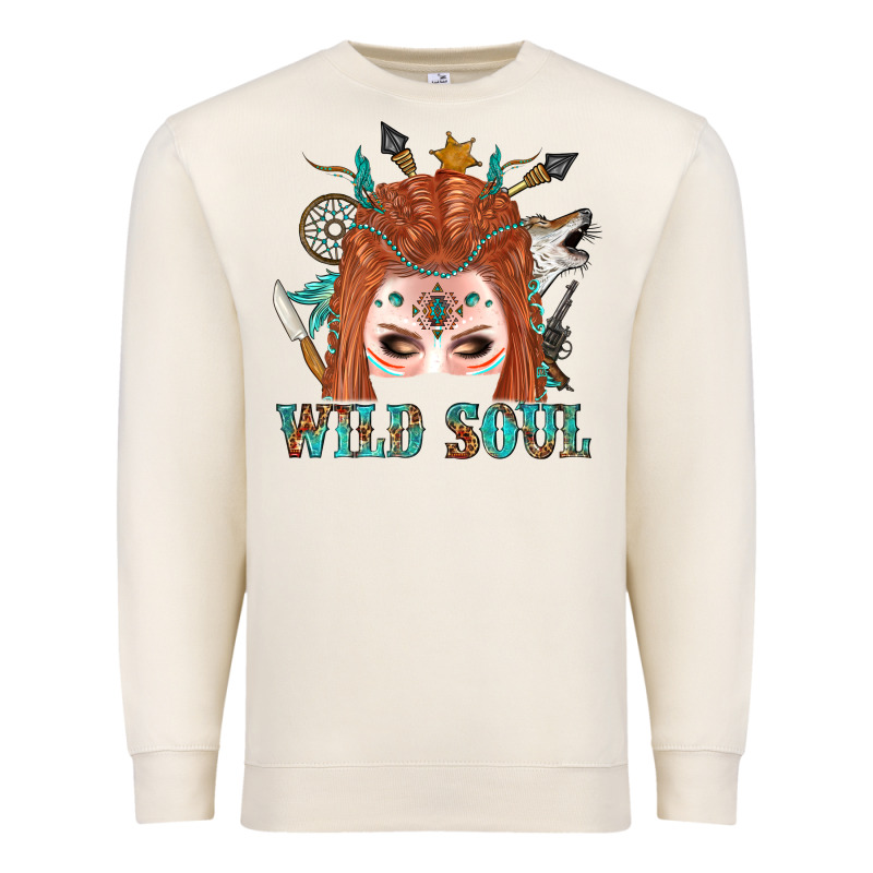 Western İndian Wild Soul With Braid Hair Woman Premium Sweatshirt by BundleAndBundleShop | Teevron