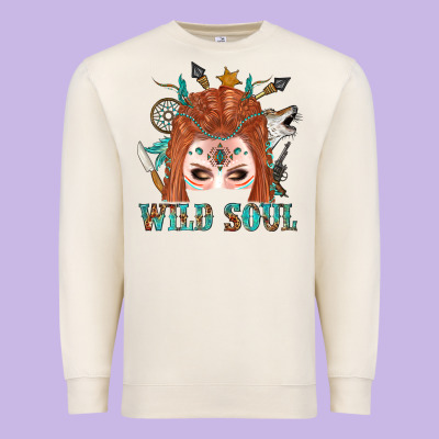 Western İndian Wild Soul With Braid Hair Woman Premium Sweatshirt Designed By Bundleandbundleshop