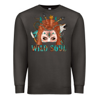 Smoke Western İndian Wild Soul With Braid Hair Woman Premium Sweatshirt - BundleAndBundleShop