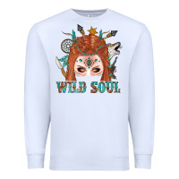 White Western İndian Wild Soul With Braid Hair Woman Premium Sweatshirt - BundleAndBundleShop