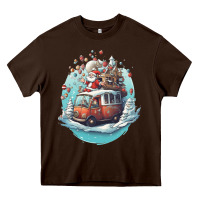 Chocolate Brown happy santa Heavy Core Tee - Unal Design