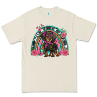 Bone dachshund dog pink  floral rainbow Premium Tee - BarkalooDesign
