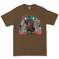 Cacao dachshund dog pink  floral rainbow Premium Tee - BarkalooDesign