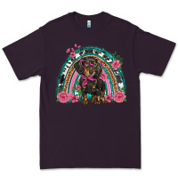 Plum dachshund dog pink  floral rainbow Premium Tee - BarkalooDesign