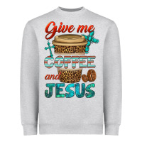 Heather Grey give me coffee and jesus Heavyweight Sweatshirt - BundleAndBundleShop