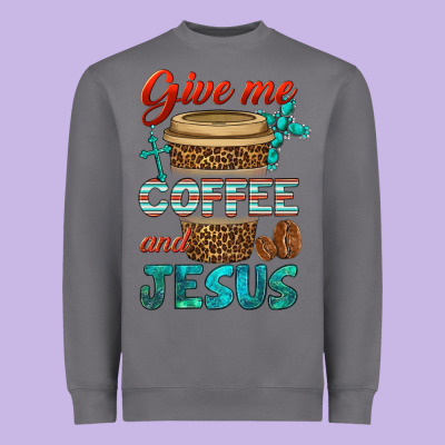 Give Me Coffee And Jesus Heavyweight Sweatshirt Designed By Bundleandbundleshop