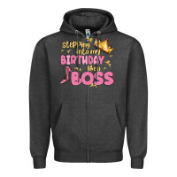 Charcoal Heather birthday boss Zipper Hoodie - MaliasSmallBusiness