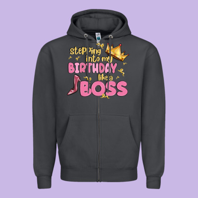 Birthday Boss Zipper Hoodie Designed By Maliassmallbusiness