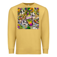 Antique Gold Mardi Gras coffee cups and donut with cowhide Premium Sweatshirt - BundleAndBundleShop
