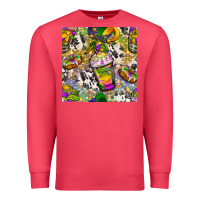 Cardinal Mardi Gras coffee cups and donut with cowhide Premium Sweatshirt - BundleAndBundleShop
