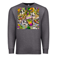 Charcoal Heather Mardi Gras coffee cups and donut with cowhide Premium Sweatshirt - BundleAndBundleShop