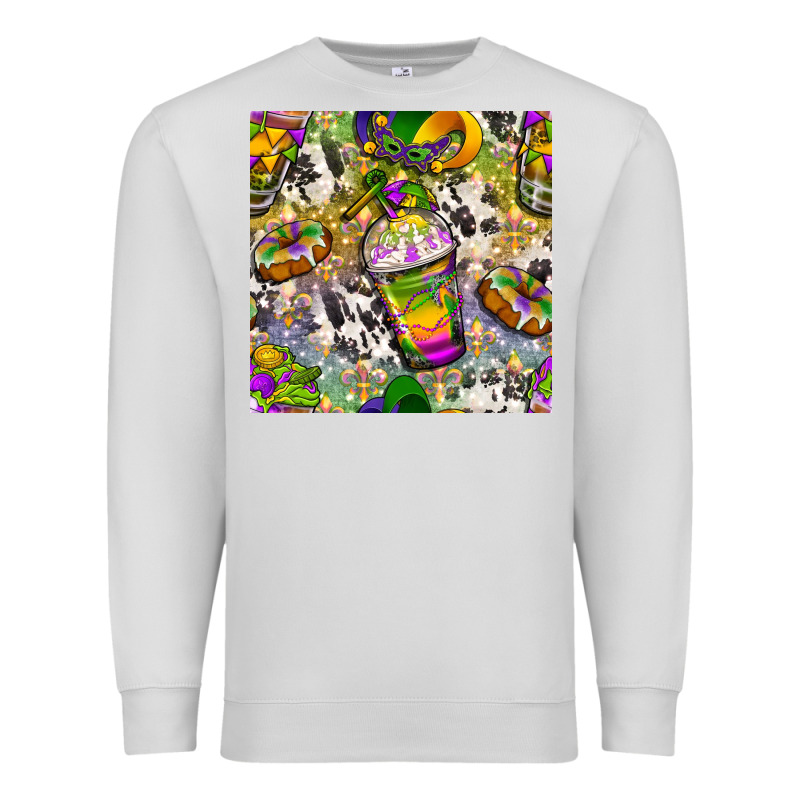 Mardi Gras Coffee Cups And Donut With Cowhide Premium Sweatshirt by BundleAndBundleShop | Teevron