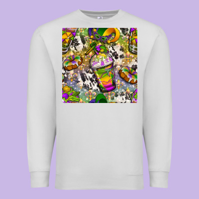 Mardi Gras Coffee Cups And Donut With Cowhide Premium Sweatshirt Designed By Bundleandbundleshop