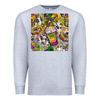 Heather Grey Mardi Gras coffee cups and donut with cowhide Premium Sweatshirt - BundleAndBundleShop