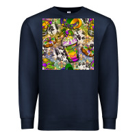 Navy Mardi Gras coffee cups and donut with cowhide Premium Sweatshirt - BundleAndBundleShop