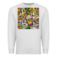 Oatmeal Heather Mardi Gras coffee cups and donut with cowhide Premium Sweatshirt - BundleAndBundleShop