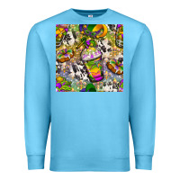 Ocean Blue Mardi Gras coffee cups and donut with cowhide Premium Sweatshirt - BundleAndBundleShop