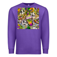 Purple Mardi Gras coffee cups and donut with cowhide Premium Sweatshirt - BundleAndBundleShop