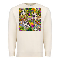 Sandshell Mardi Gras coffee cups and donut with cowhide Premium Sweatshirt - BundleAndBundleShop