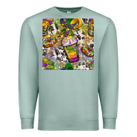 Seafoam Mardi Gras coffee cups and donut with cowhide Premium Sweatshirt - BundleAndBundleShop