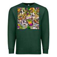 Sports Green Mardi Gras coffee cups and donut with cowhide Premium Sweatshirt - BundleAndBundleShop