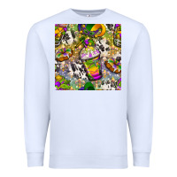 White Mardi Gras coffee cups and donut with cowhide Premium Sweatshirt - BundleAndBundleShop