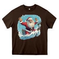 Chocolate Brown happy santa Heavy Core Tee - Unal Design