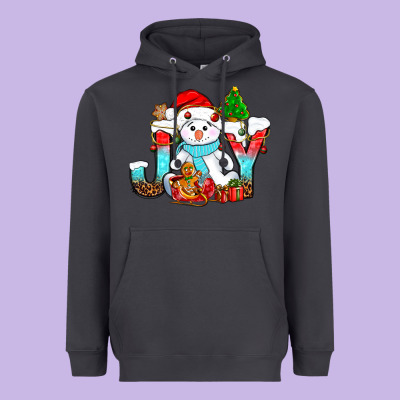 Joy Christmas With Snowman Bbs Heavyweight Hoodie Designed By Bundleandbundleshop