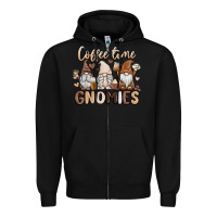 Black coffee time gnomies Zipper Hoodie - MaliasSmallBusiness