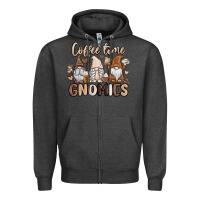 Charcoal Heather coffee time gnomies Zipper Hoodie - MaliasSmallBusiness