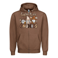 Chestnut coffee time gnomies Zipper Hoodie - MaliasSmallBusiness