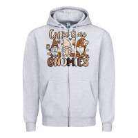 Heather Grey coffee time gnomies Zipper Hoodie - MaliasSmallBusiness