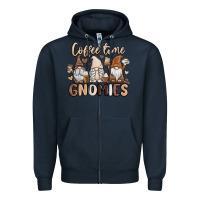 Navy coffee time gnomies Zipper Hoodie - MaliasSmallBusiness