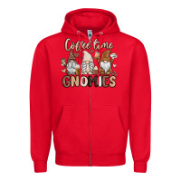 Red coffee time gnomies Zipper Hoodie - MaliasSmallBusiness