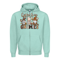 Seafoam coffee time gnomies Zipper Hoodie - MaliasSmallBusiness