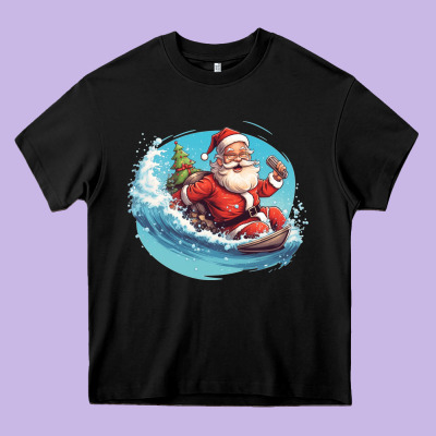 Surf Happy Santa Heavy Core Tee Designed By Unal Design