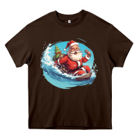 Chocolate Brown surf happy santa Heavy Core Tee - Unal Design