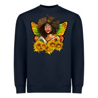 Navy butterfly afro woman juneteenth Heavyweight Sweatshirt - AdoDesignShop