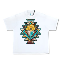 White cowhide leopard bull skull aztec Urban Heavy Tee - JahusDesignShop