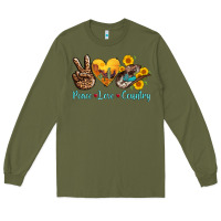 Army Green peace love country cowhide cowboy hat Long Sleeve Tee - AdoDesignShop